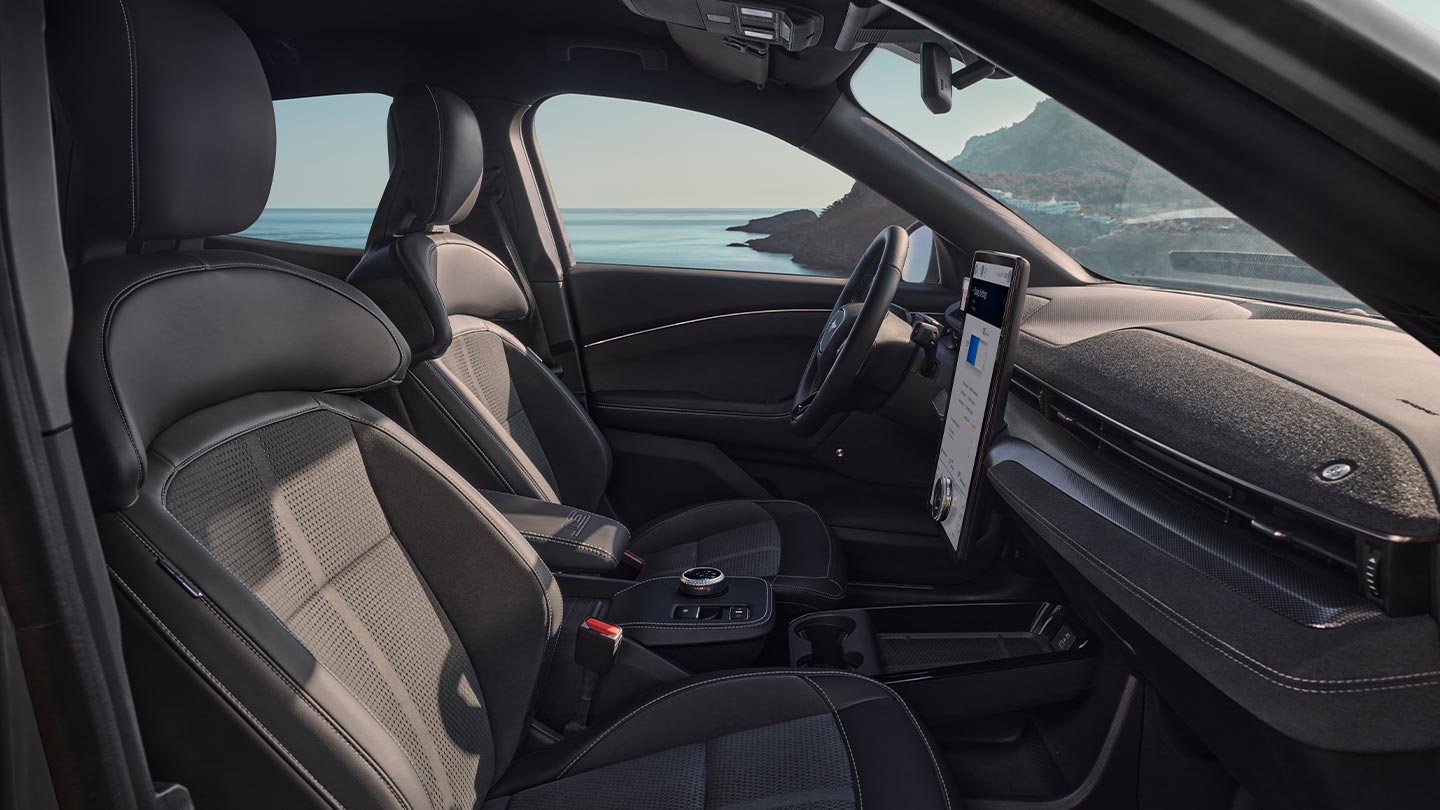 Side-interior view of Ford mustang mach-e gt front performance sport seats